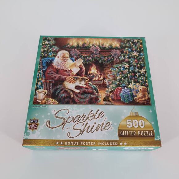 Master Pieces 500 Piece "Christmas Dreams" Glitter Jigsaw Puzzle & Poster - GUC - Picture 4 of 12